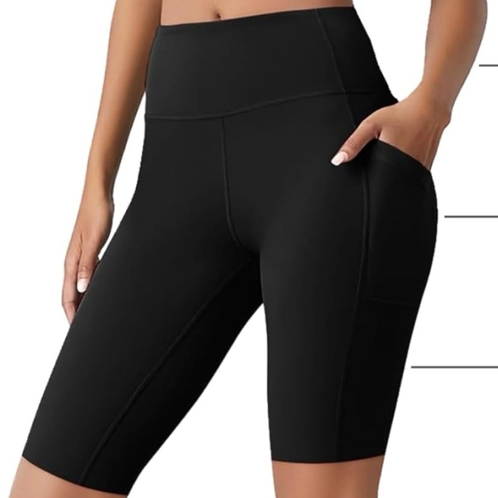 High-Waist Black Bike Shorts with Side Pockets size small nwot